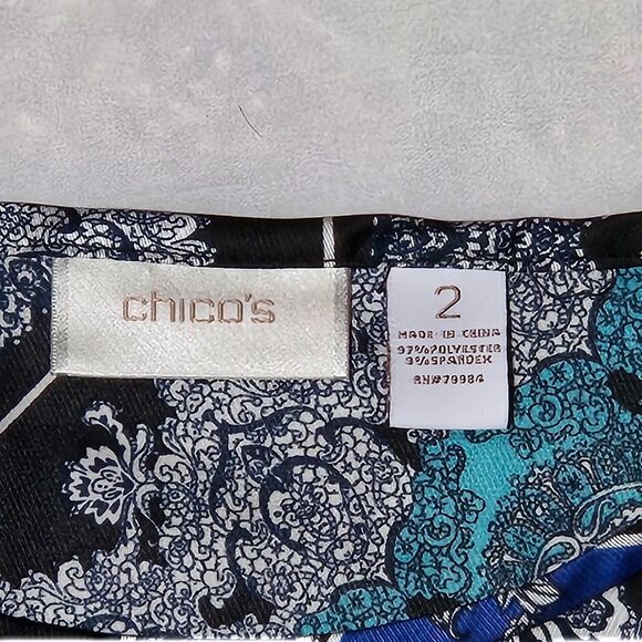 CHICO'S Blue and Black Tunic Top Blouse Sz 2X A-Line Polyester - Picture 3 of 10